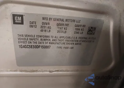 2013 Buick Lacrosse Leather Group z USA, uszkodzony, nr VIN 1G4GC5E30DF150887